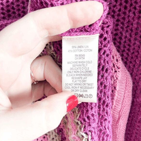 Tommy Bahama Women Sweater Open Knit Quarter Sleeve Purple Medium - Picture 7 of 8